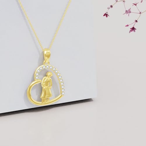 14K Solid Gold Love Heart Grandma Necklace for Women,Real Gold Grandmother Pendant Necklace Nana Jewelry Gifts for Christmas Mother's Day Birthday,16+2 Inch4