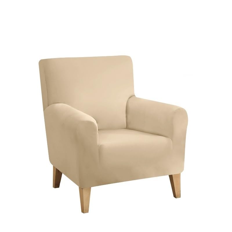 GSJNHY Armchair Cover Waterproof Armchair Cover Stretch Detachable Sloping Arm Back Slipcover Soft Single Small Chair Seater Sofa Covers For Home Club (Color : Cream, Size : 1 pc)