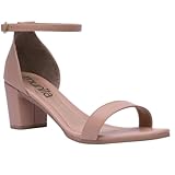 Sandália Feminina Salto Grosso Médio Confortável Basico (Nude, BR, Adulto, Numérico, 36)