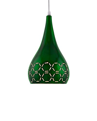 Image of Homesake 3-Lights Cluster with Glossy Spining Cross-Cut Hanging Pendant Lamp, Ceiling Light, E27 Holder, Decorative, White, Urban Retro, Nordic Style, LED /Filament (Green, 3-Lights Round)