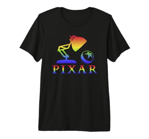 T-shirt Pixar logo arc-en-ciel Disney en coton premium pour adulte