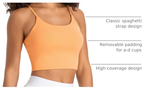 Image of Women's Strappy Stretch Sports Bra Longline Yoga Tank Top Fitness Bra Workout Camisole Crop Tops for Teen Girl