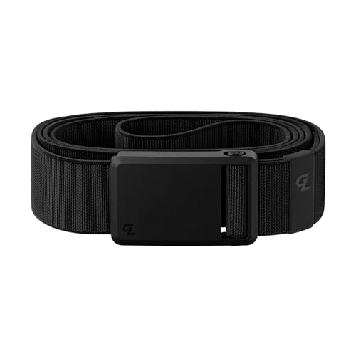 Groove Life Groove Belt Ultra Black/Black - Men's Stretch Nylon Belt with Magnetic Polymer Buckle, Lightweight, No-Slip Locking Bar, Machine Washable - Medium (33-36