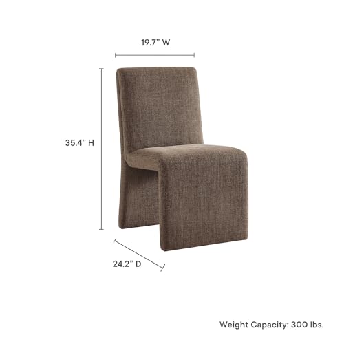Modway Emory Fabric Slipper Dining Chair in Mocha – Upholstered Armless Dining Side Chair – Versatile Modern Accent Chair or Vanity Chair by Modway - Used condition - Image 3