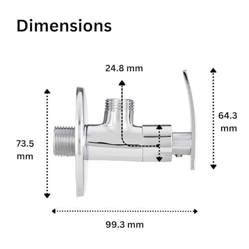 Image of Amazon Brand - Solimo Hydroflow Angle Cock /Valve for Bathroom /Kitchen with Wall Flange, Durable, Elegant Design (Brass, Chrome Finish) (Pack of 2)