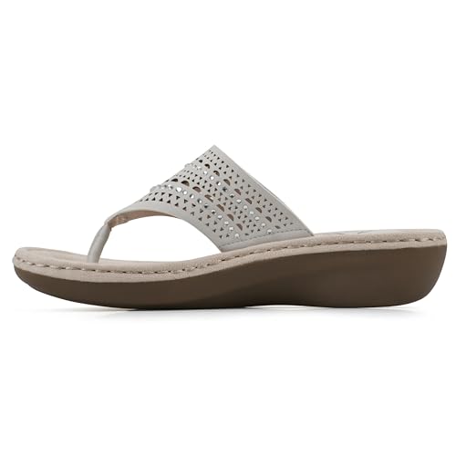 Image of CLIFFS BY WHITE MOUNTAIN Women's Comate Rhinestoned Mini Wedge Flip Flop Sandal
