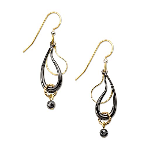 Silver Forest Black And Goldtone Paisley Dangle Earrings #TOP23