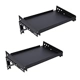 Depisuta 2 Pack Garage Wall Shelves, 200LB Heavy Duty Metal Wall Mounted Folding Storage Rack Universal Tool Box Side Cabinet Tray with Mounting Hardware for Workshop Power Tools