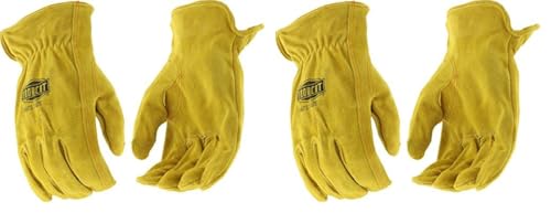 IRONCAT 9405 Grain Split Driver Glove – [1 Pair] X-Large, Split Cowhide Leather Gloves with Elastic Wrist Brown