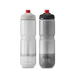 Polar Bottle 2 Pack Breakaway Ridge Insulated 24 Oz Water Bottle - White/Silver and Charcoal/Silver Combo - BPA Free, Cycling & Sports Squeeze Bottle with Tri-Layer Insulation