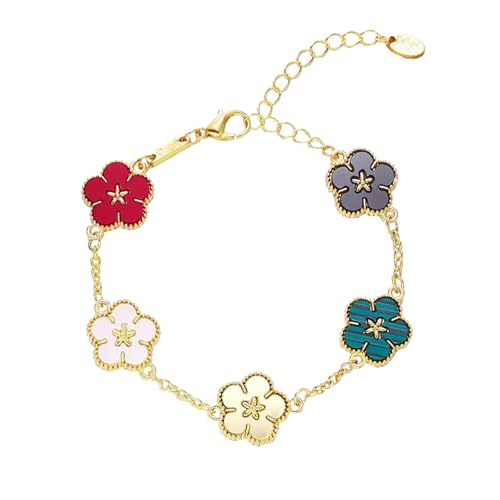 Four Leaf Clover Bracelet for Women Lucky 18K Gold Plated Stackable Jewelry Gift for Women Birthday Gifts for Girlfriend