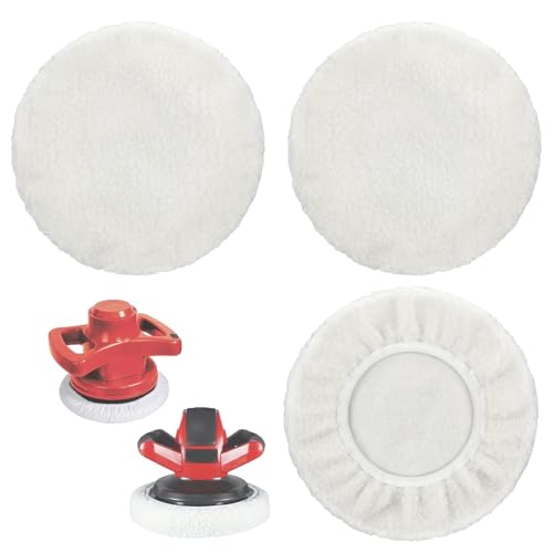 Pmueuff Pulidora de Coches de Lana, 3 Piezas Almohadillas Pulidoras para Coche con Banda Elástica Disco de Pulido de Lana Kit Pulir Almohadillas Pulimento Pulidoras 9-10 Pulgada para Encerar y Pulir
