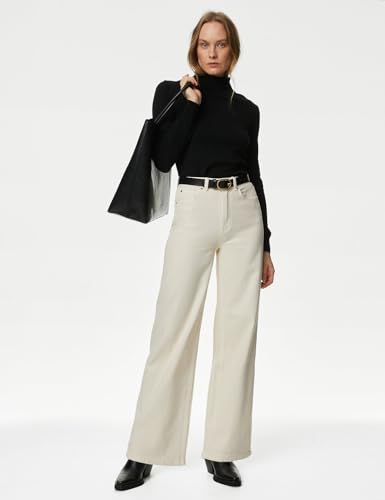 Image of Marks & Spencer Womens Light Wash High Rise Wide Leg Jeans