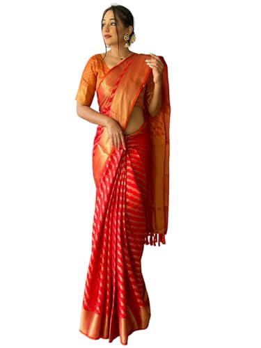 SGF11 Women's Leriya patola Soft Lichi Silk Banarasi Sarees With Blouse Piece product image 5