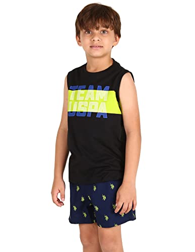 Image of U.S. Polo ASSN. Boy's Round Neck Regular Fit Brand Print Ikeb Muscle Tank - Pack of 1
