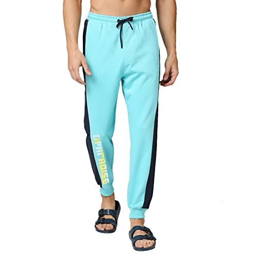 Image of Bewakoof Men's Solid Regular Fit Cotton Blend Joggers