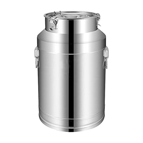 201 Stainless Steel Milk Can Milk Transport Bucket Wine Pail Tote Jug Oil Barrel Tea Canister Liquid Solid Storage Container with Silicone Sealed Lid 5-100L,5L Cover