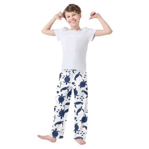 Boys' Pants Sea Shells Fish Dark Blue Long Bottoms Jogger Pants Elastic Waist Trousers with Pockets S-XL2