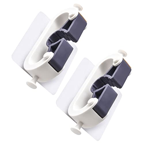 GRIRIW Punch Mop Holder 2pcs Wall Mount Broom Rack for Bathroom Laundry Kitchen
