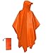 Azarxis Poncho Pluie Imperméable avec Capuche Cape de Pluie Tapis de Sol Bâche de Camping Ombre Multifonctionnel 3 en 1 pour Randonnée en Plein Air Homme Femme (Orange)