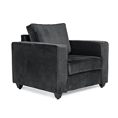 Image of Wakefit Sofa Set | 3 Year Warranty | Sofa 1 Seater, 1 Seater Sofa for Living Room, Wooden Sofa Set, Sofa Set Single Seater - Napper(Fabric-Velvet : Space Grey)
