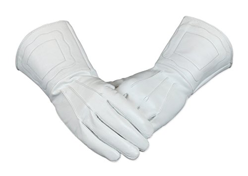 Historical Emporium Men's Victorian Driving/Cosplay Leather Gauntlets L White