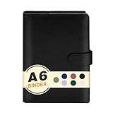 A6 Binder 6 Ring,Mini Photocard Binder for A6 Filler Paper, Loose Leaf Personal Planner with Magnetic Buckle Closure(Black)