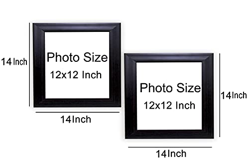 Image of set of 2 12x12 Inch Black Color flexiable Glass (acrylic) & synthetic wood customized Modern Collage Photo Frames for Wall Hanging