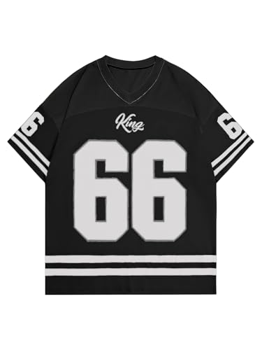 Men's Plus Size Jersey T-Shirts Color Block Number Graphic Tees Short Sleeve V Neck Oversized T Shirt