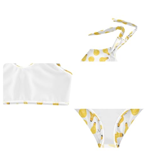Wusikd Yellow Light Bulb Girls Swimsuits Two Piece Swimwear Bikini Set for for Girls Size 3T4