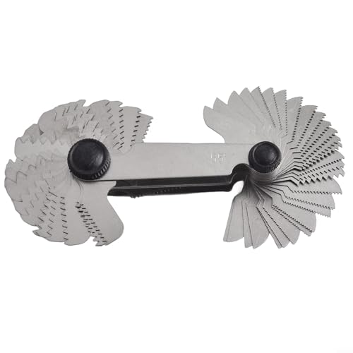 EXTRWORY 58-teiliges Gewindelehren-Musterset Edelstahl Gewindelehre Metrisch Gewindeschneidelehre Schablonenlehre Kerbendesign Galvanikprozess