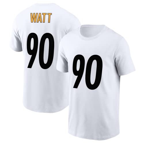 TJ Watt Football Shirt Jersey 100% Cotton #90 Pittsburgh (Medium White)