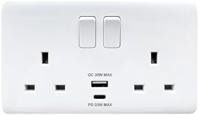 MK (ELECTRIC) Logic Plus Double Socket (K2745WHI) with Dual USB ...