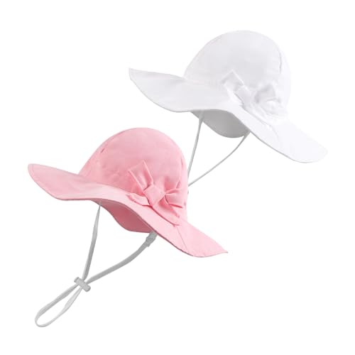 Image of BAVST Baby Sun Hat Girls Floppy Bucket Hat Summer Toddler Outdoor Cap for Swim Beach
