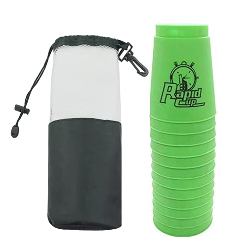 12 Pack Quick Stack Cups Set Plastic Sports Stacking Cups Speed Training Game For Travel Party Challenge Competition With Carry Bag (Green) #TOP3