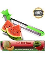 EZ Melon Stainless Steel Watermelon Slicer - Melon and Cantaloupe Fruit Slicer, Carver, Cutter, Knife - Carving and Cutting Tools for Home, Professional Restaurant Chefs - Easy Grip Kitchen Gadgets