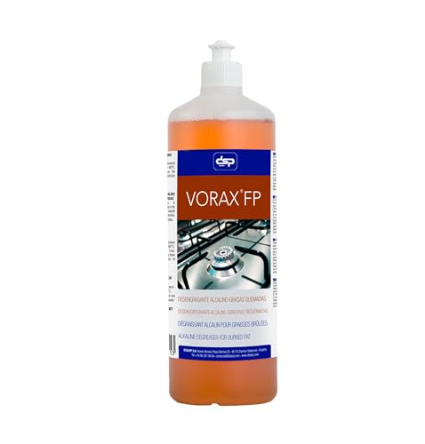 VORAX FP – Quitagrasas DESENGRASANTE ALCALINO PARA PLANCHAS DE ASAR 1L. Potente Desengrasante alcalino para cocinas. Elimina Grasa requemadas e incrustada.