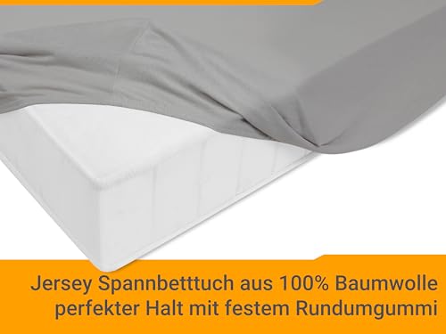 npluseins Jersey Spannbetttuch Baumwolle, 140x190-140x200 cm, Silber – Ansicht 4