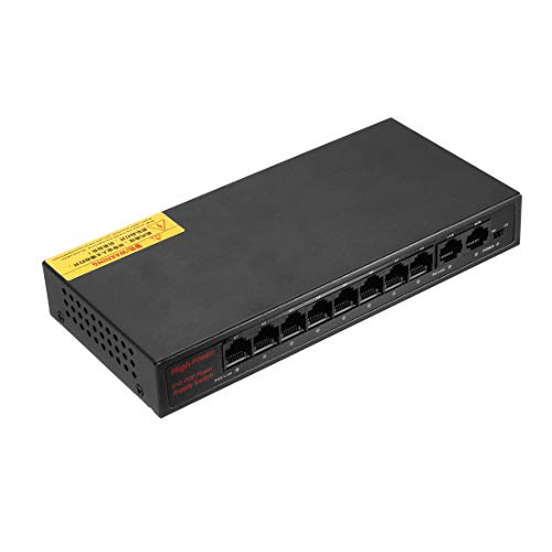 uxcell 10-Port POE Power Supply Switch Power Over Ethernet Switch Adapter DC12-57V 10/100mbps