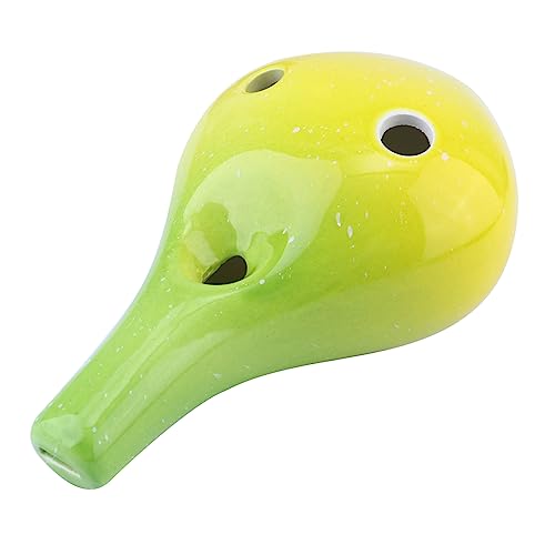 Alasum セラミック製6穴オカリナ ボトル型楽器 初心者向け 長い口を持つ設計 自然な音色の演奏が楽しめる 音楽学習や室内装飾に適したデザイン