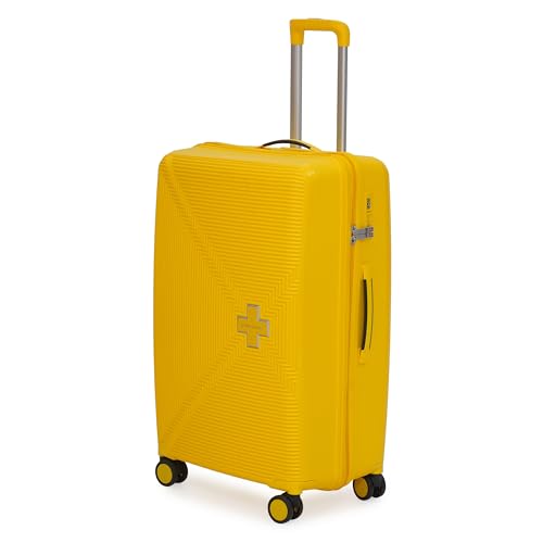 Image of SWISS MILITARY Maze 75CM Hard Trolley Bag, 106L Large Polypropylene Luggage, TSA Lock, 360 Dual Wheels, Anti-Theft Zipper, Branded Interior, Strong Handle, Long Trip Travel Suitcase, 28 inch