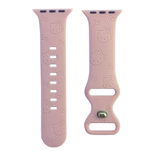 Cute Cartoon Engraved Bands Compatible with Apple Watch Band 49mm 45mm 44mm 42mm 41mm 40mm 38mm Soft Silicone Lovely Style Sport Band for iWatch Series 9 8 7 6 5 4 3 2 1 SE Ultra Women Girls