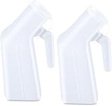 Ilyever 2 Pack Male Urinal Urine Bottle for Men,Thick Portable Pee Bottle with Lid for Travel,Hospitals,Emergency,and Camping,White