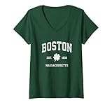 Photo Gallery donna boston massachusetts vintage shamrock sport maglietta con collo a v