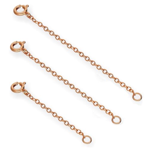 jewellerybox Rose Gold Dipped Sterling Silver Train Chain Extender 2 Inches