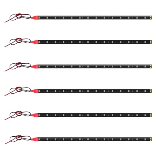 Tuxihapp 6PCS Car LED Light Strip for Underbody - 1Ft 12V Flexible Waterproof Car Underglow Strip Auto Interior & Exterior Decoration Light - High Brightness LED Strips for Motorcycle Boat (Red)