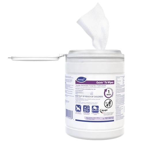 Image of Oxivir Diversey 101105152 Tb Disinfectant Small Wipes, Accelerated Hydrogen Peroxide Based Cleaner Disinfectant, Ready-to-Use, Unscented, 160-Wipes, 1-Canister (Pack of 4)