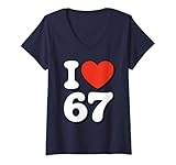 Photo Gallery donna retro 67 meme - divertente i love six seven maglietta con collo a v Photo Gallery donna retro 67 meme - divertente i love six seven maglietta con collo a v