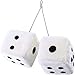 Retro Hanging Dice for Car Mirror - Black and White Nostalgic 80's Fuzzy Plush Accessories (Set of 2)