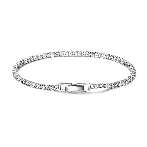 Bracelet 925 pour femmes et filles style tennis avec de délicates pierres en zircone cubique